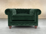 Arthur Chesterfield Chair In Dark Green Lush Velvet