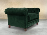 Arthur Chesterfield Chair In Dark Green Lush Velvet