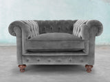 Arthur Chesterfield Chair In Dove Vintage Velvet
