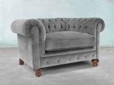Arthur Chesterfield Chair In Dove Vintage Velvet