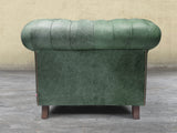 Arthur Chesterfield Chair In Green Vintage Leather