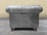 Arthur Chesterfield Chair In Grey Vintage Leather