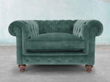 Arthur Chesterfield Chair In Ocean Storm Vintage Velvet