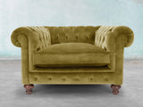 Arthur Chesterfield Chair In Olive Vintage Velvet