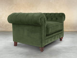 Arthur Chesterfield Chair In Pine Lush Velvet