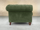 Arthur Chesterfield Chair In Pine Lush Velvet