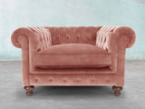 Arthur Chesterfield Chair In Pink Blush Vintage Velvet