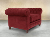 Arthur Chesterfield Chair In Red Lush Velvet
