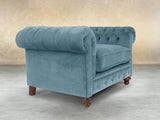 Arthur Chesterfield Chair In Sky Lush Velvet
