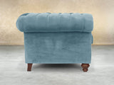 Arthur Chesterfield Chair In Sky Lush Velvet