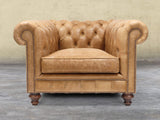 Arthur Chesterfield Chair In Tan Vintage Leather