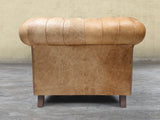 Arthur Chesterfield Chair In Tan Vintage Leather