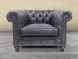 Arthur Chesterfield Chair In Thunder Vintage Leather