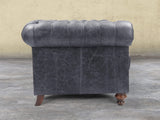 Arthur Chesterfield Chair In Thunder Vintage Leather