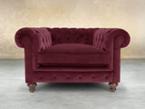 Arthur Chesterfield Chair In Wine Lush Velvet