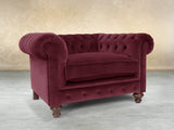 Arthur Chesterfield Chair In Wine Lush Velvet