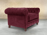 Arthur Chesterfield Chair In Wine Lush Velvet