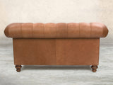 Claudia 2 Seat Chesterfield Sofa In Camel Soft 'n' Easy Leather