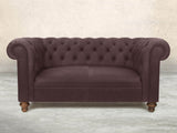 Claudia 2 Seat Chesterfield Sofa In Chocolate Chip Soft 'n' Easy Leather