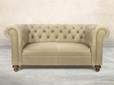Claudia 2 Seat Chesterfield Sofa In Oyster Soft 'n' Easy Leather