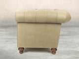 Claudia 2 Seat Chesterfield Sofa In Oyster Soft 'n' Easy Leather
