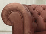 Claudia 2 Seat Chesterfield Sofa In Redwood Soft 'n' Easy Leather