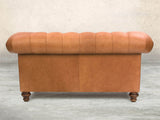 Claudia 2 Seat Chesterfield Sofa In Tawny Soft 'n' Easy Leather