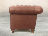 Claudia 3 Seat Chesterfield Sofa In Redwood Soft 'n' Easy Leather