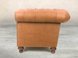 Claudia 3 Seat Chesterfield Sofa In Tawny Soft 'n' Easy Leather