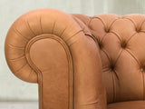 Claudia 3 Seat Chesterfield Sofa In Tawny Soft 'n' Easy Leather