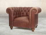 Claudia Chesterfield Chair In Redwood Soft 'n' Easy Leather