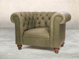 Claudia Chesterfield Chair In Sage Soft 'n' Easy Leather