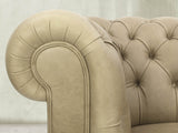 Claudia Snug 2 Seat Chesterfield Sofa In Oyster Soft 'n' Easy Leather