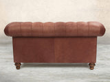 Claudia Snug 2 Seat Chesterfield Sofa In Redwood Soft 'n' Easy Leather
