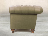 Claudia Snug 2 Seat Chesterfield Sofa In Sage Soft 'n' Easy Leather