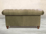 Claudia Snug 2 Seat Chesterfield Sofa In Sage Soft 'n' Easy Leather