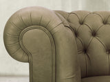 Claudia Snug 2 Seat Chesterfield Sofa In Sage Soft 'n' Easy Leather