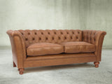 Darcy 2 Seat Chesterfield Sofa In Gingerbread Ol' School Leather