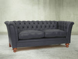 Darcy 2 Seat Chesterfield Sofa In Midnight Ol' School Leather