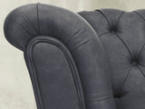 Darcy 2 Seat Chesterfield Sofa In Midnight Ol' School Leather