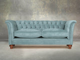 Darcy 2 Seat Chesterfield Sofa In Summer Mist Vintage Velvet