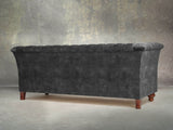Darcy 3 Seat Chesterfield Sofa In Black Cat Vintage Velvet