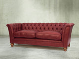 Darcy 3 Seat Chesterfield Sofa In Cardinal Ol' School Leather
