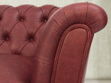 Darcy 3 Seat Chesterfield Sofa In Cardinal Ol' School Leather