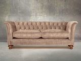 Darcy 3 Seat Chesterfield Sofa In Mocha Vintage Velvet