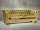 Darcy 3 Seat Chesterfield Sofa In Olive Vintage Velvet