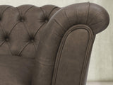 Darcy 3 Seat Chesterfield Sofa In Pewter Ol' School Leather