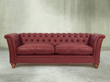 Darcy 4 Seat Chesterfield Sofa In Cardinal Ol' School Leather