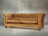 Darcy 4 Seat Chesterfield Sofa In Gold Vintage Velvet