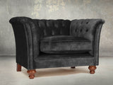 Darcy Chesterfield Chair In Black Cat Vintage Velvet